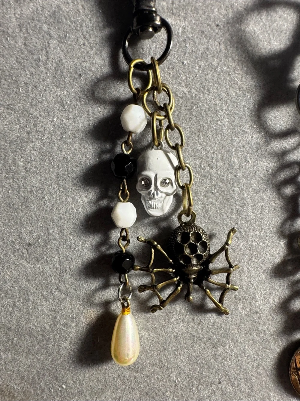 Hand Crafted Black and Gold Gothic Charm Key & Card Holder Pair